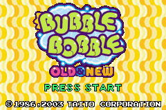 Bubble Bobble Old & New title screen for GameBoy Advance